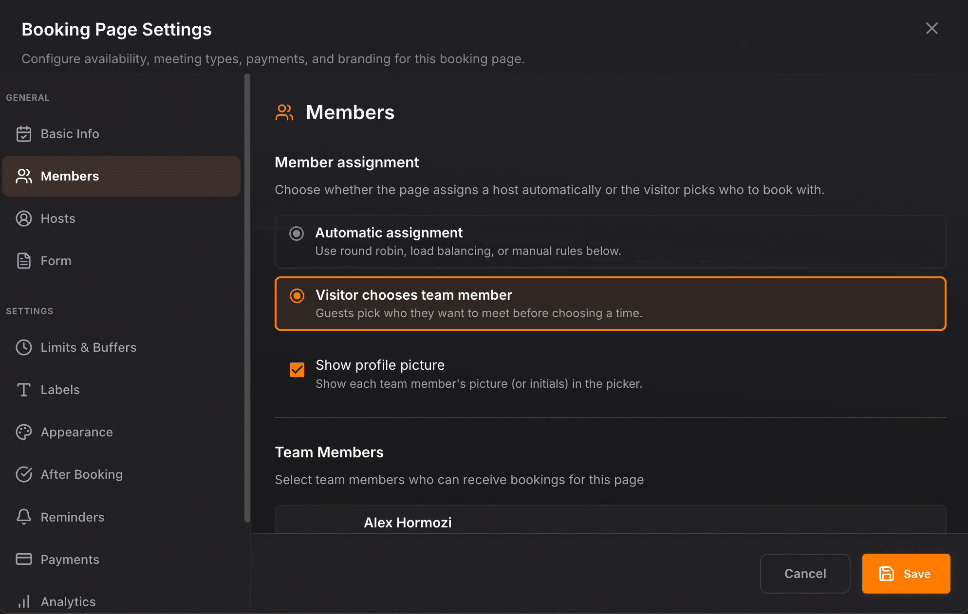 NinjaPipe booking page, public link and time selection