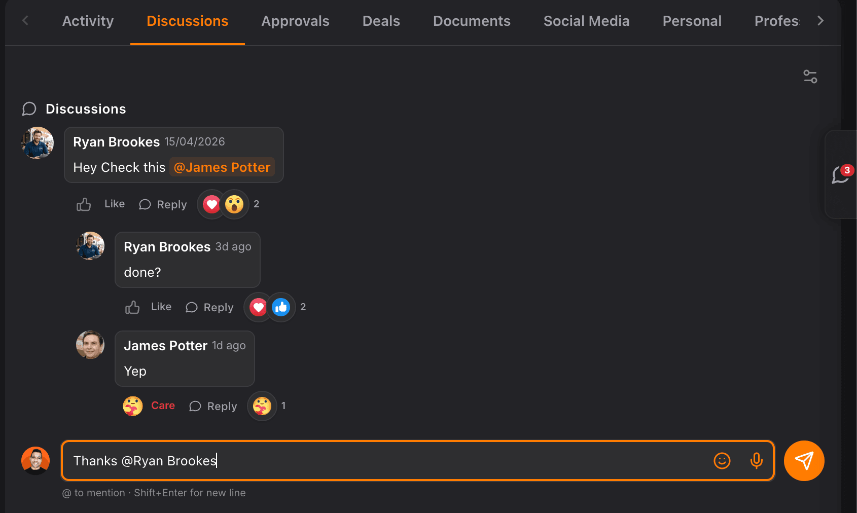 NinjaPipe mentions and activity, focused notifications