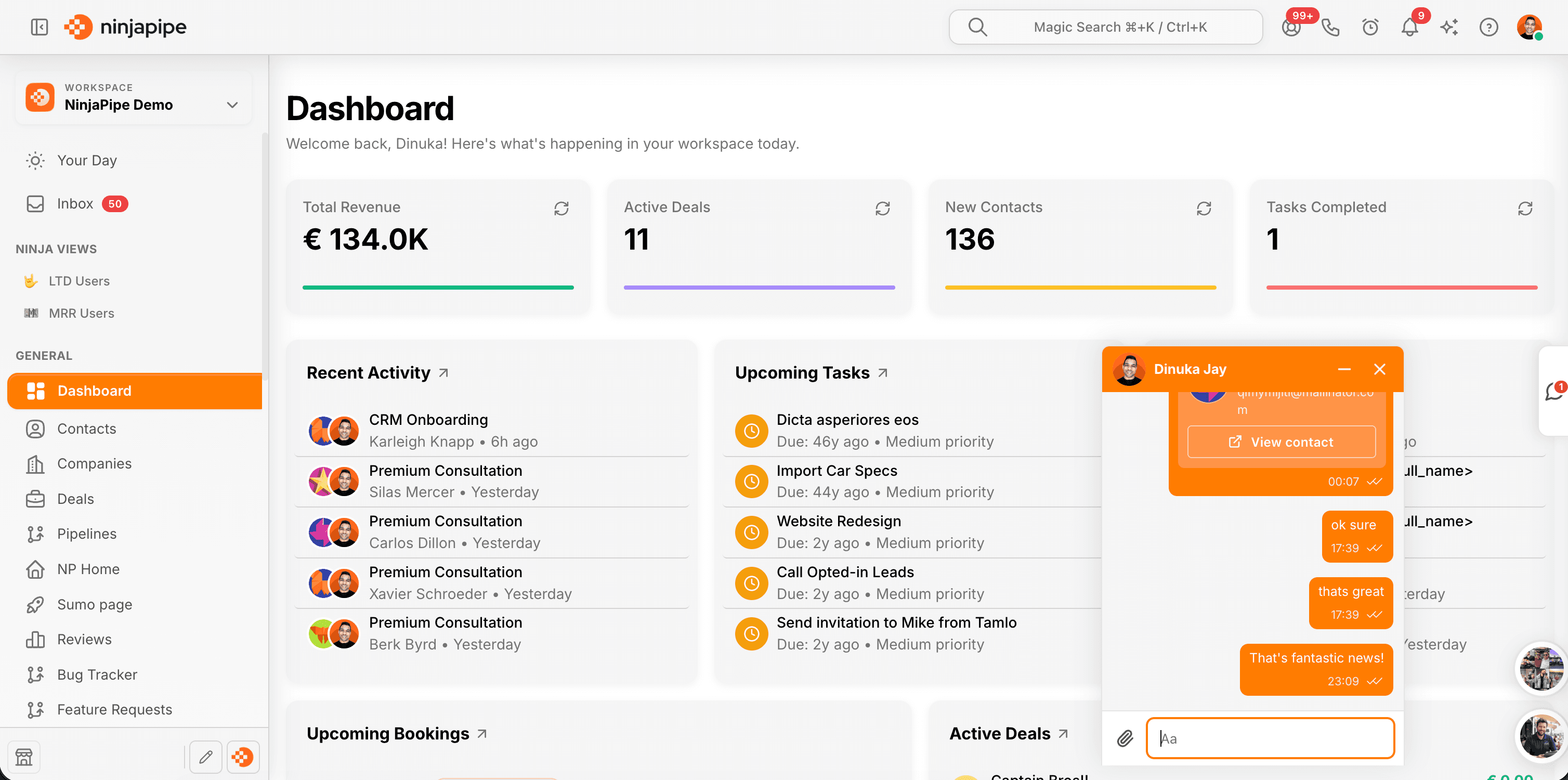 NinjaPipe, pipeline and workspace preview