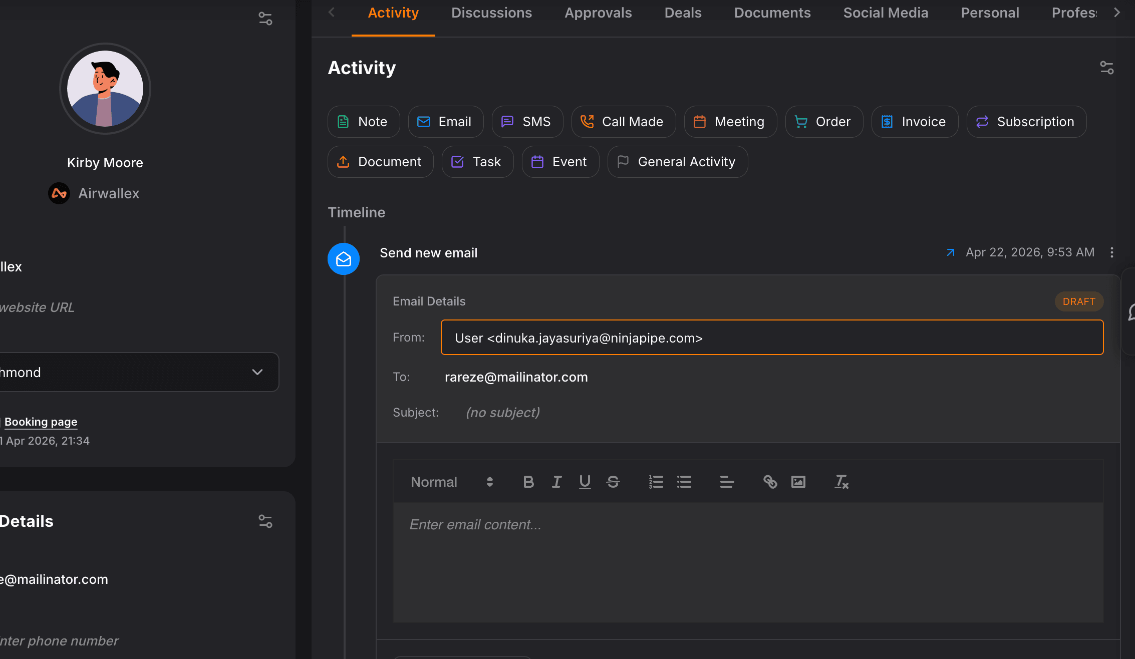 NinjaPipe inbox, thread view and compose