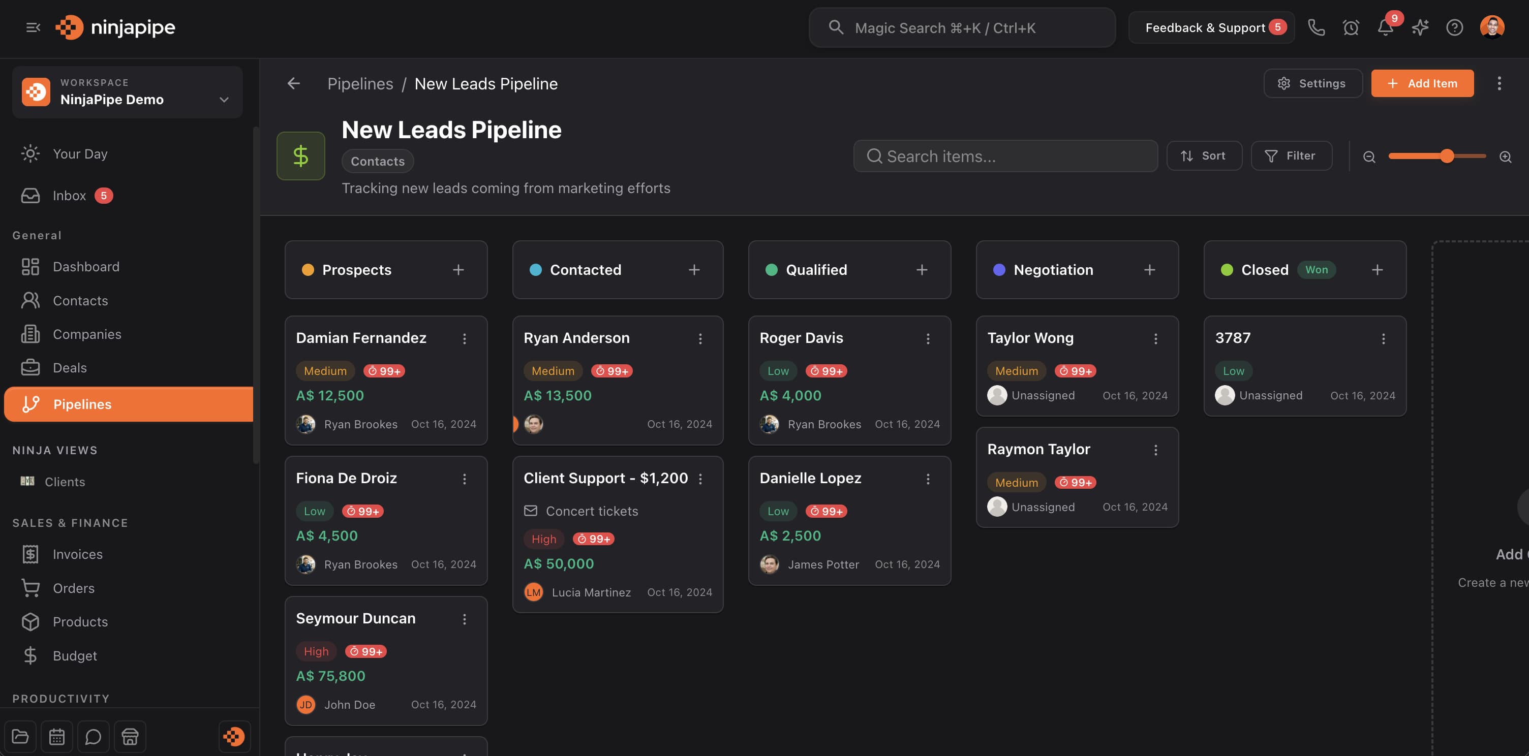 NinjaPipe, unified CRM scheduling and execution