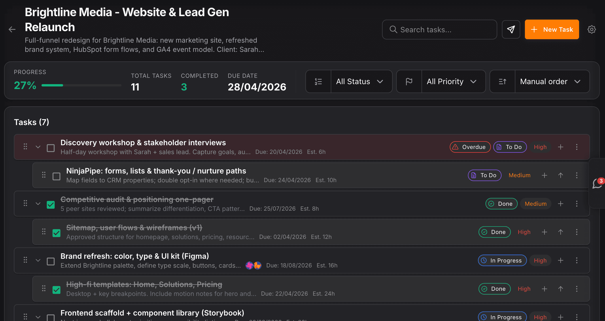 NinjaPipe tasks and planning workspace