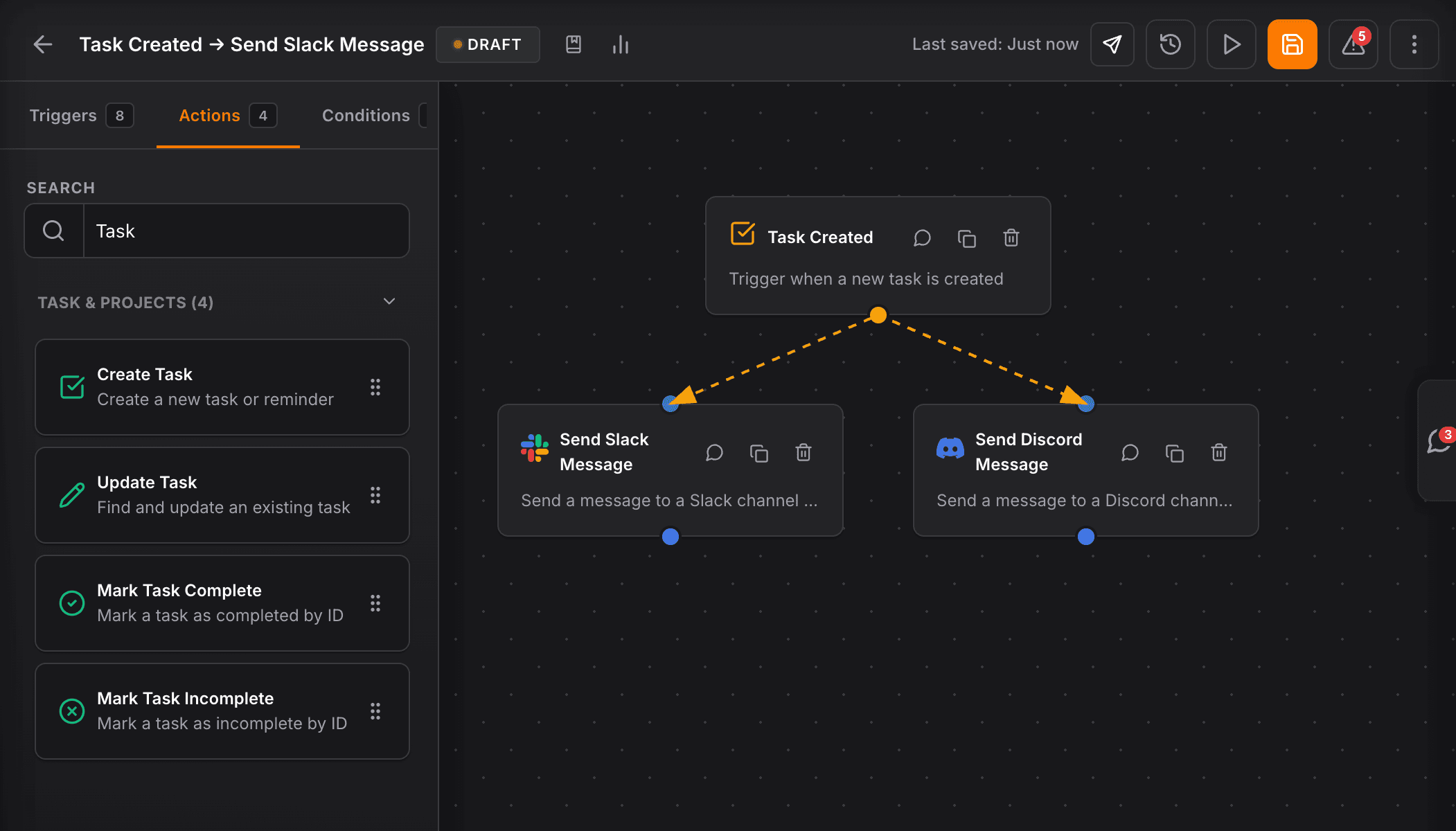 NinjaPipe workflow automation, tasks created from pipeline rules