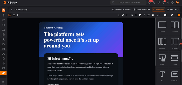 NinjaPipe email designer and email campaigns